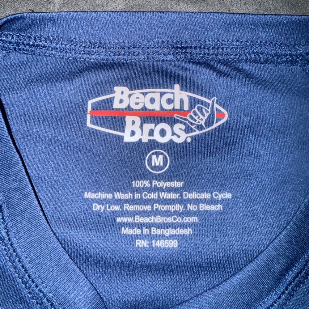 Beach Bros Rash Guard with UPF 50+ Navy Blue Swim Shirt - Picture 2 of 6